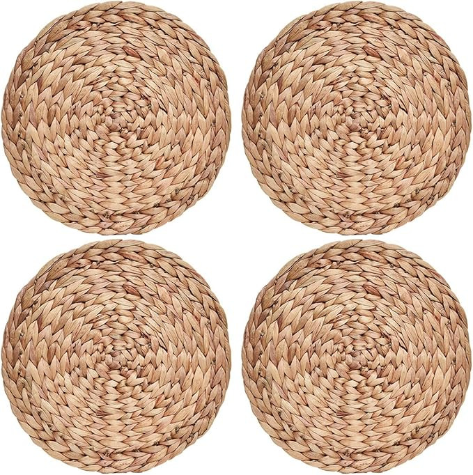 COYMOS Woven Placemats Round Set of 4, Natural Water Hyacinth Weave Placemat for Dining Table, La... | Amazon (US)