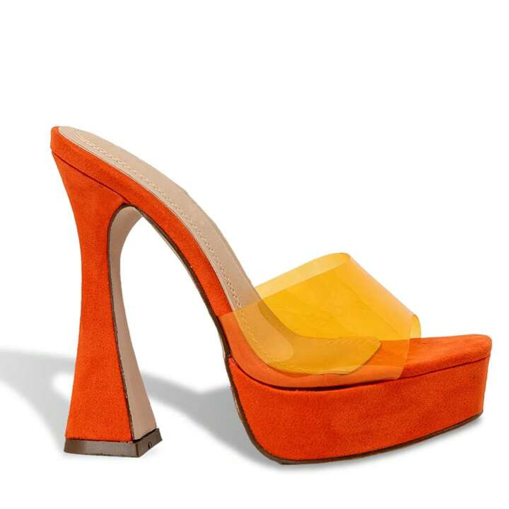 High Heel Platform Mule Sandals For Women Open Toe Slip On Stiletto Heels Chunky Flared Heel Dres... | SHEIN