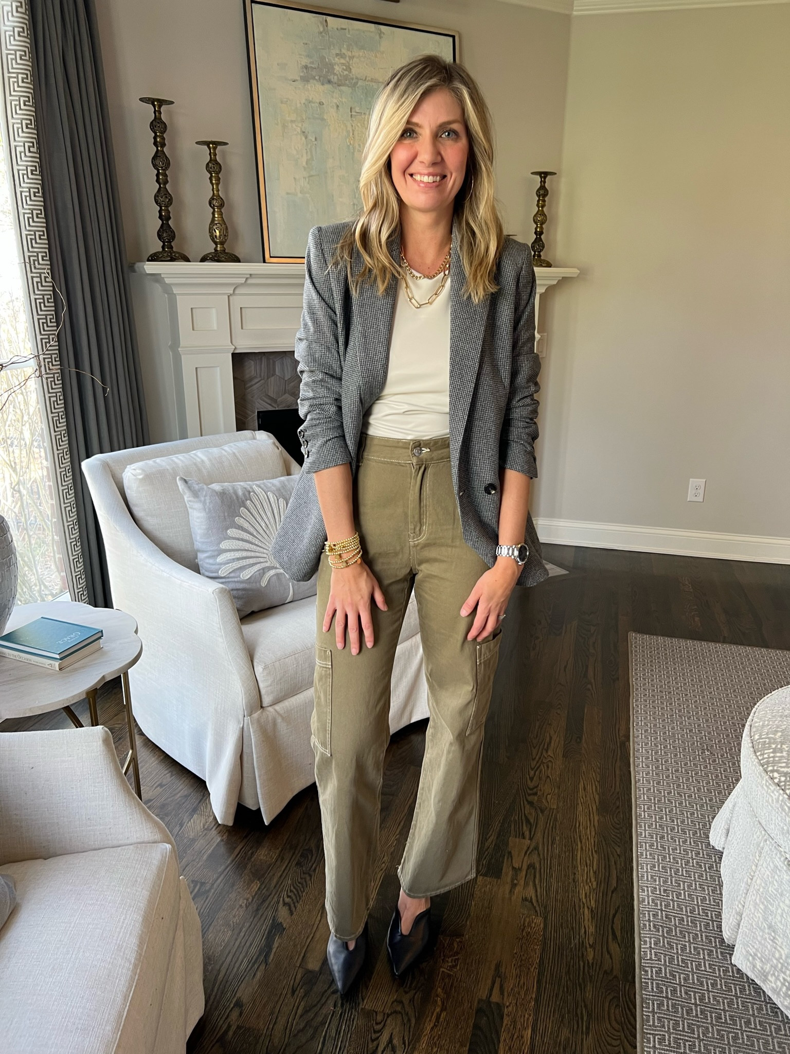 Houndstooth Blazer + Faux Leather Bodysuit + Cargo Pants

#LTKshoecrush #LTKstyletip #LTKSeasonal
