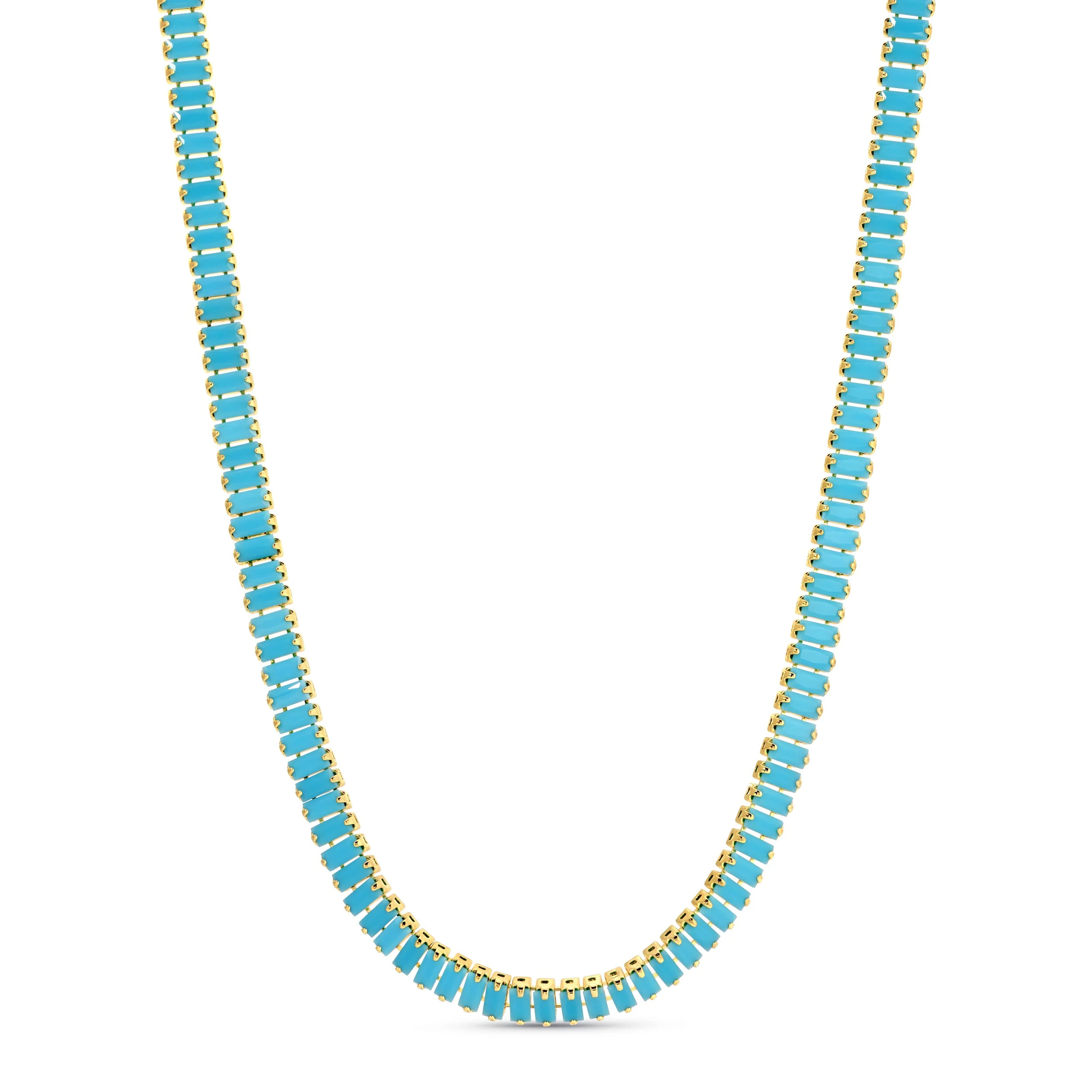 Turquoise Baguette Tennis Necklace | Meghan Bo Designs
