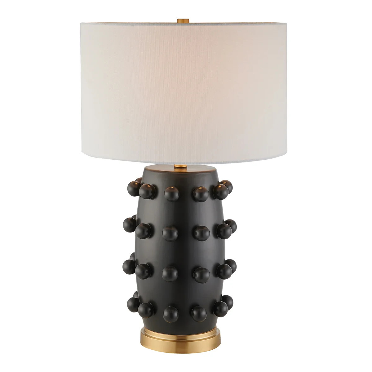 Farrington 26" Tall Ceramic Table Lamp with Fabric Shade in Matte Black/White | Wayfair North America