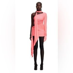 Mugler HM Knot-detail One-Shoulder Dress Size L Pink | Poshmark