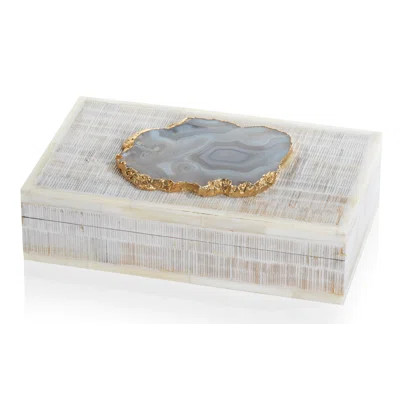 Carlotta Chiseled Mango Wood and Bone Decorative Box Everly Quinn | Wayfair North America