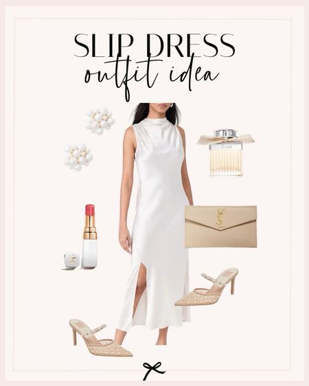 Slip dress outfit idea. This white dress pairs perfectly with these Dolce Vita heels for an elevated date night look. 

#LTKSeasonal #LTKstyletip #LTKbeauty