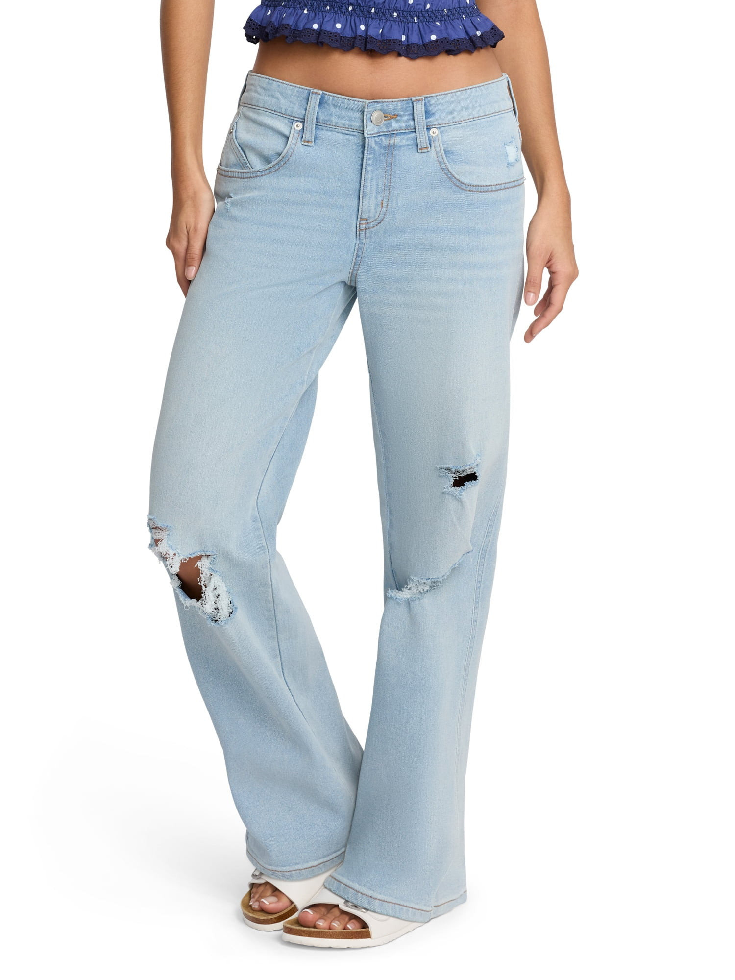 Mills by Millie Bobby Brown Women's Light Wash Boyfriend Jeans, Sizes 00-18 | Walmart (US)