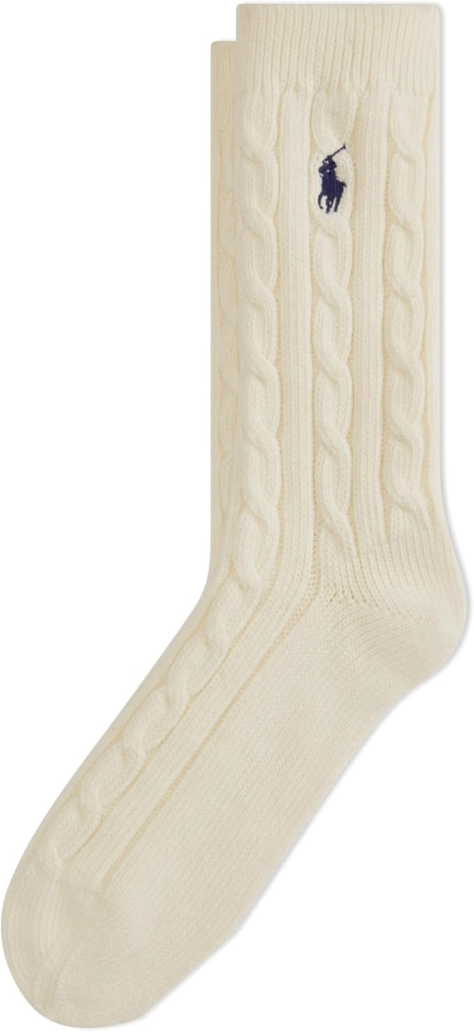 POLO RALPH LAUREN Women's Cable Solid Color Crew Socks | Amazon (US)