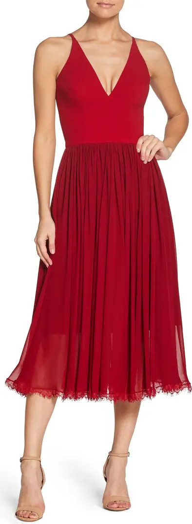 Alicia Mixed Media Midi Dress | Nordstrom