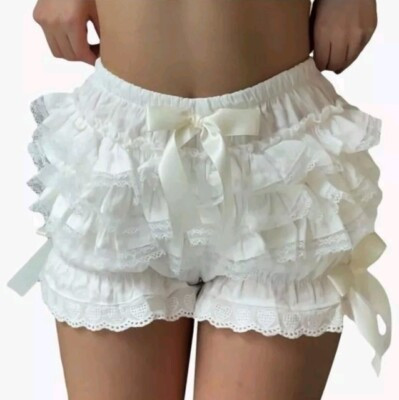 Ruffle Bloomers Lace Trim Tiered Shorts Pettipants Womens White Size L | eBay US