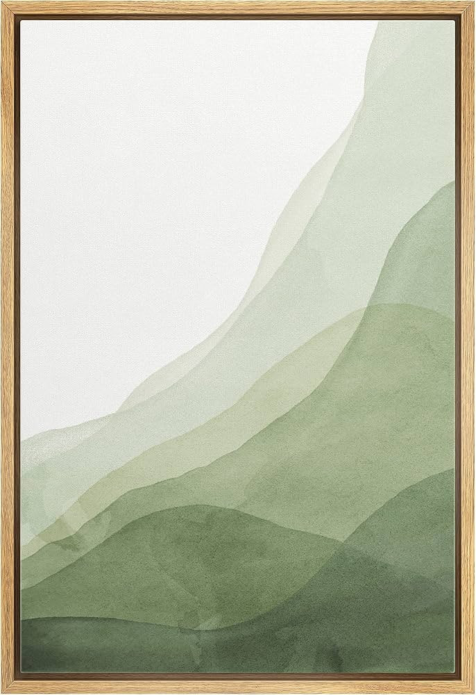 MUDECOR Framed Canvas Print Wall Art Abstract Green Gradient Overlay Geometric Shapes Illustratio... | Amazon (US)