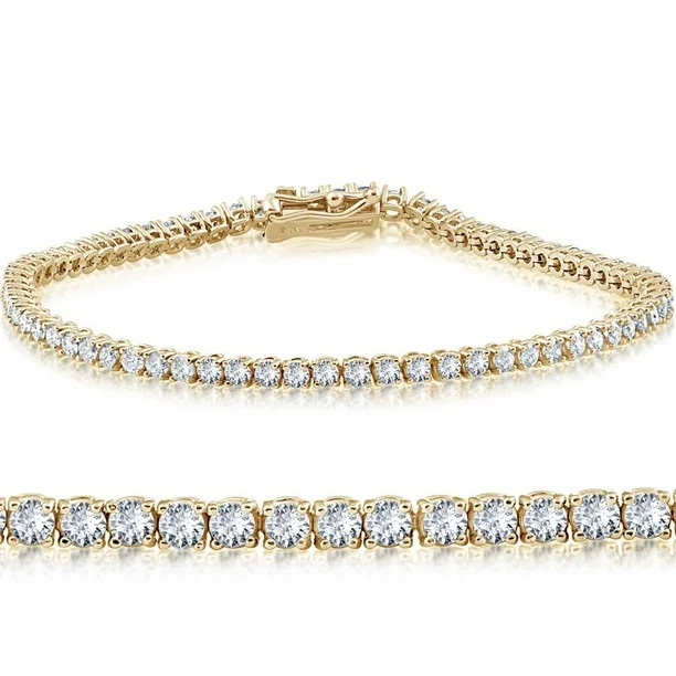 4ct Diamond Tennis Bracelet 14K Yellow Gold 7" | Walmart (US)