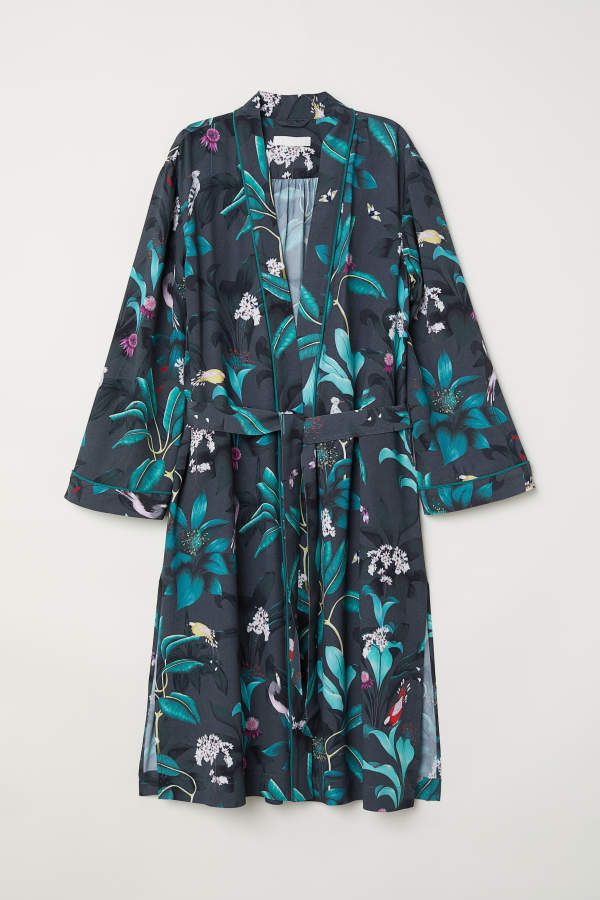 H & M - Patterned Kimono - Dark gray/floral - Women | H&M (US + CA)