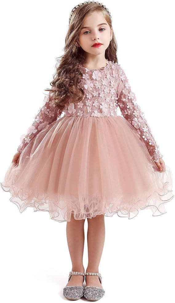 TTYAOVO Little Girls Long Sleeves Casual Birthday Dress with Tutu Skirt | Amazon (US)