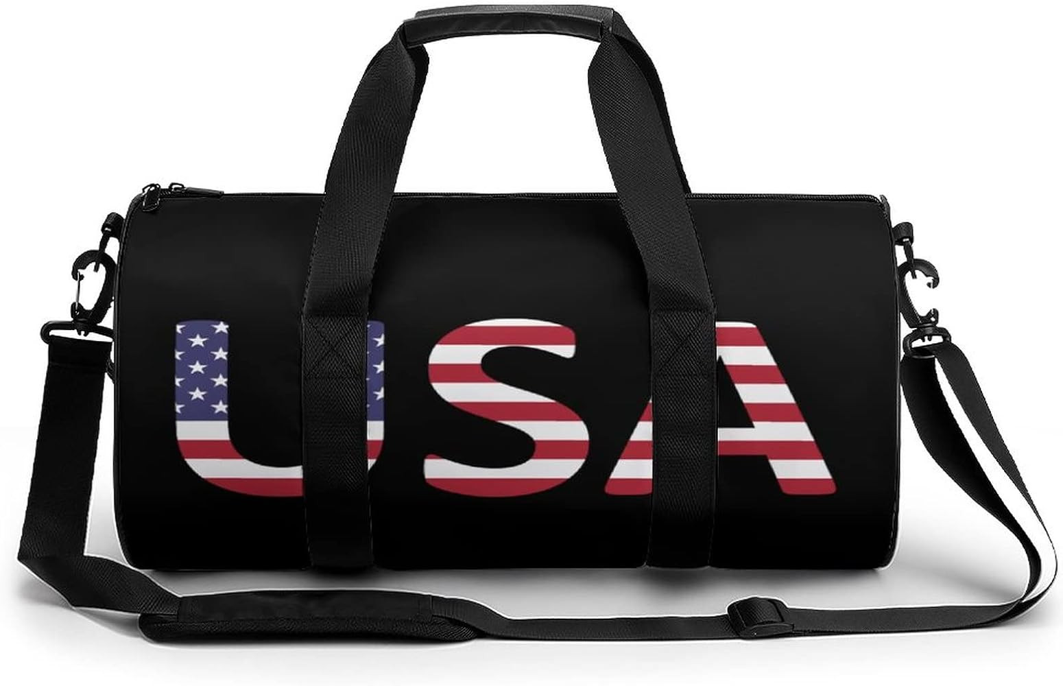USA Flag Logo Duffel Bag Lightweight Cylindrical Travel Gym Tote Bags With Shoulder Strap For Spo... | Amazon (US)