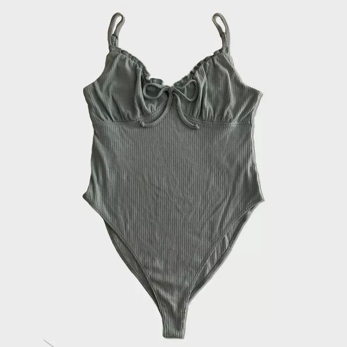 Women's Sleeveless Tie-Front Ruffle Bodysuit - Wild Fable™ (Regular & Plus) Aqua | Target