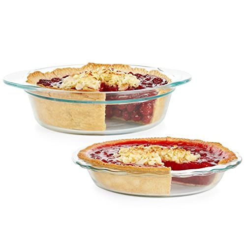 Pyrex Deep 2-Pack (9.5") Glass Baking Dish Set, Round Pie Glass Bakeware, Dishwasher, Microwave, Freezer & Pre-Heated Oven Safe | Amazon (US)
