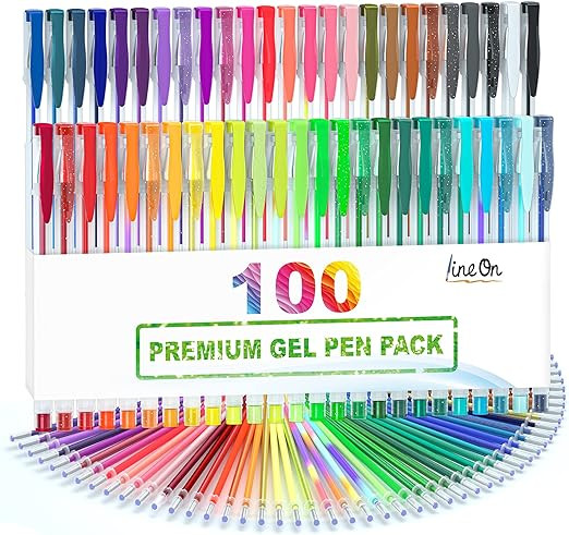100 Pack Gel Pens Set, 50 Colors Gel Pens with 50 Refills Gel Pen Set for Adult Coloring Books Dr... | Amazon (US)