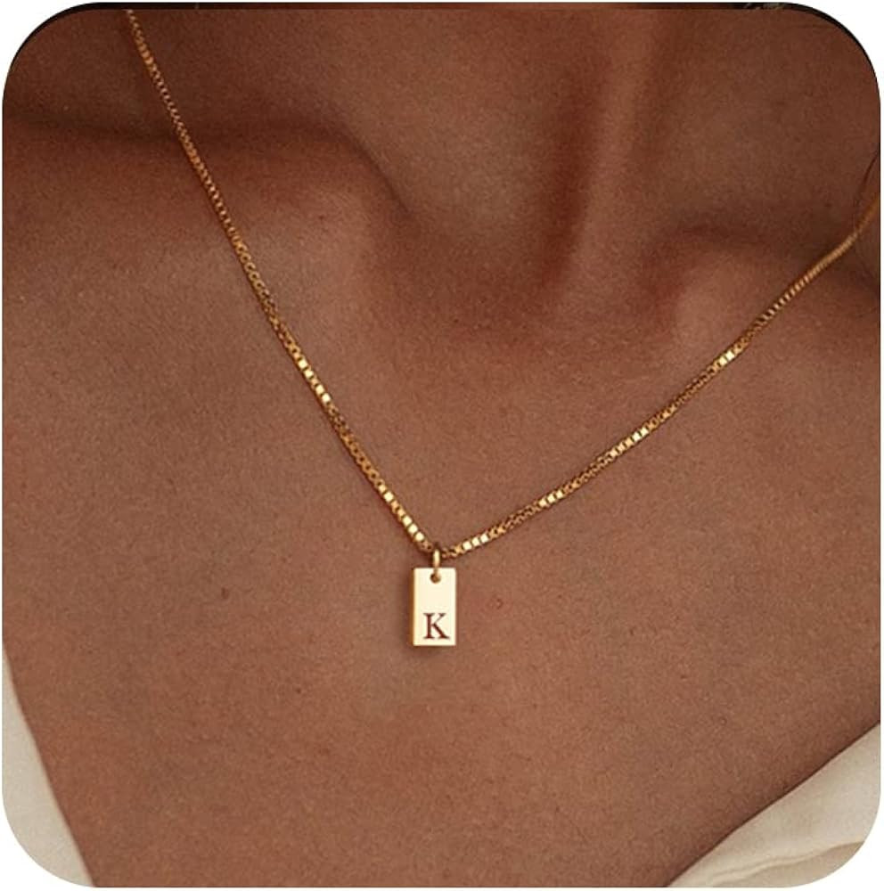 Initial Necklaces for Women 14K Gold Plated Letter Necklace Dainty Gold Name Necklace Personalize... | Amazon (US)