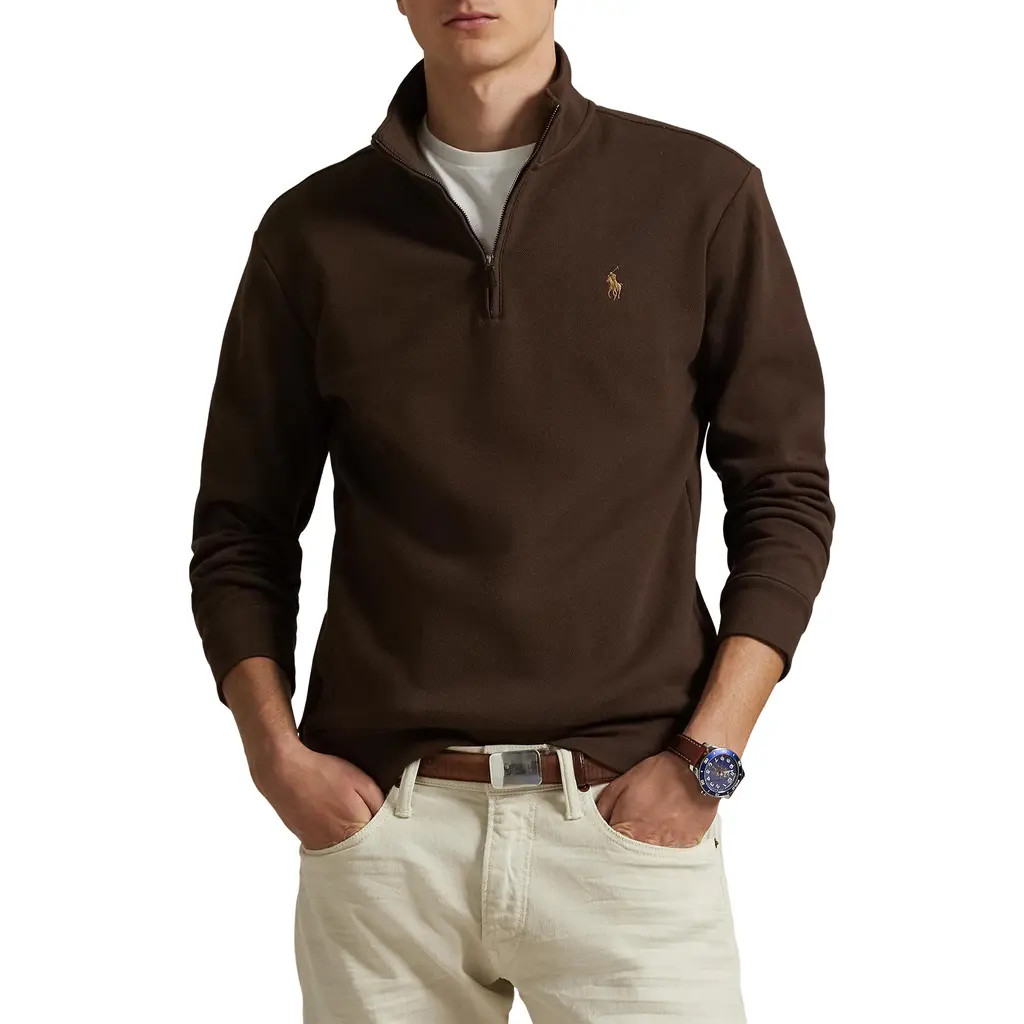 Double-Knit Cotton Piqué Quarter Zip Pullover | Nordstrom