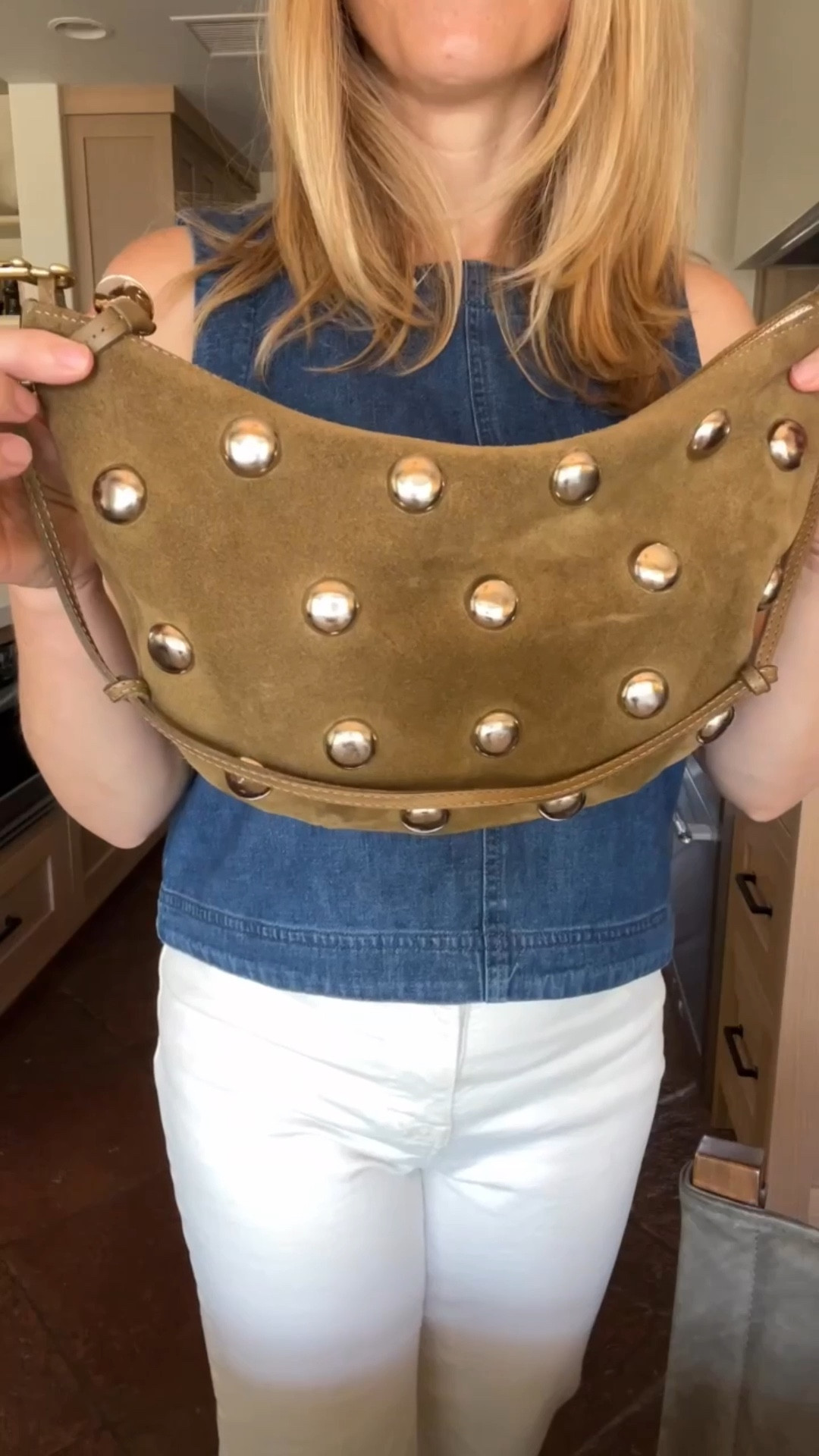 Suede + stud purse restocked!!

Such a good staple for fall and winter. The strap comes off and you can carry it as a clutch for evening 👏🏻

#LTKOver40 #LTKStyleTip #LTKSeasonal