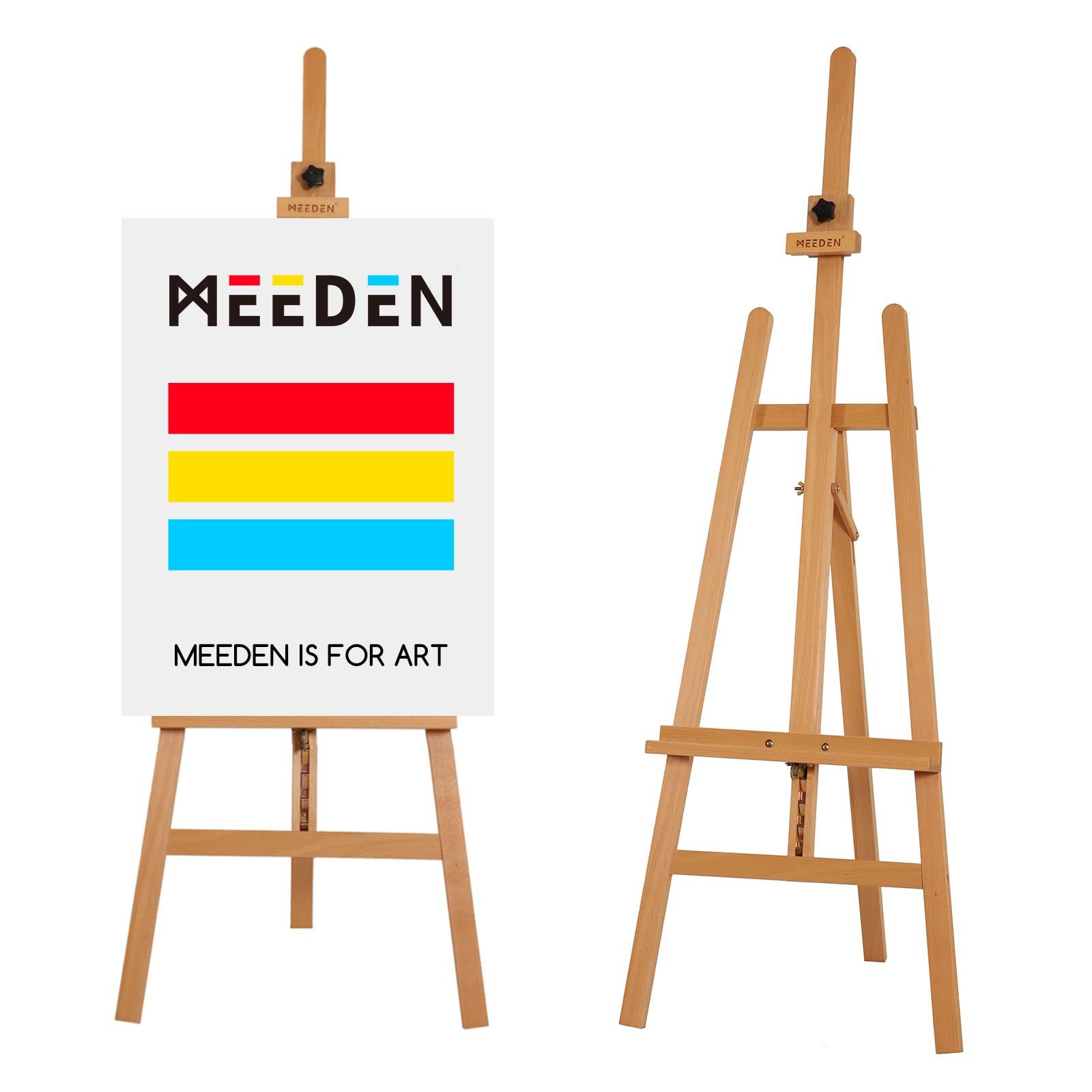 MEEDEN Painting Wooden Art Easel: Solid Beechwood Display Easel Stand Hold Canvas up to 43'' - Ad... | Amazon (US)