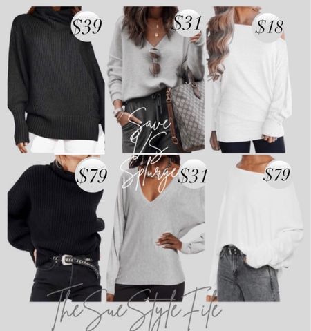Sweater save vs splurge. Looks for less. Winter fashion 

#LTKworkwear #LTKunder50 #LTKsalealert