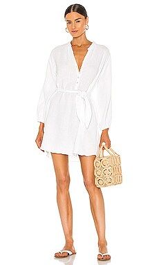 LA Made Sonia Shirt Dress in White from Revolve.com | Revolve Clothing (Global)