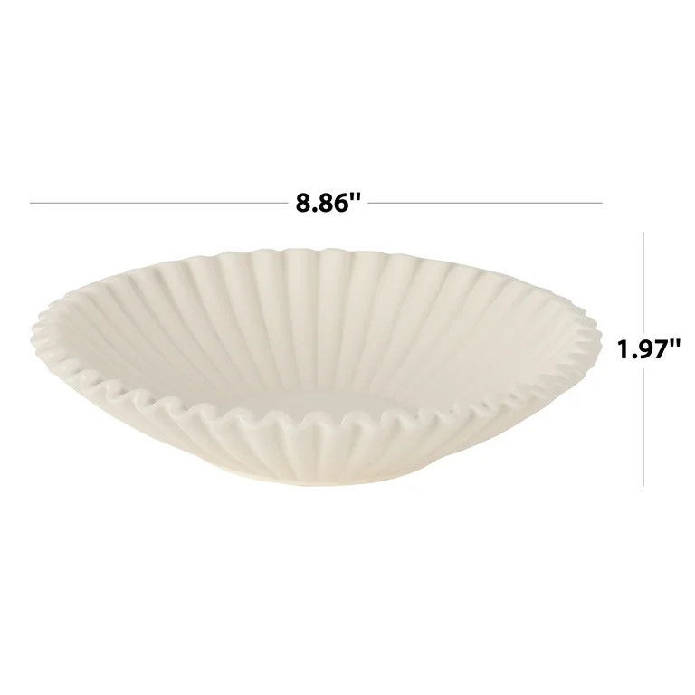 Better Homes & Garden off White Tabletop Decorative Ribbon Design Bowl - Walmart.com | Walmart (US)