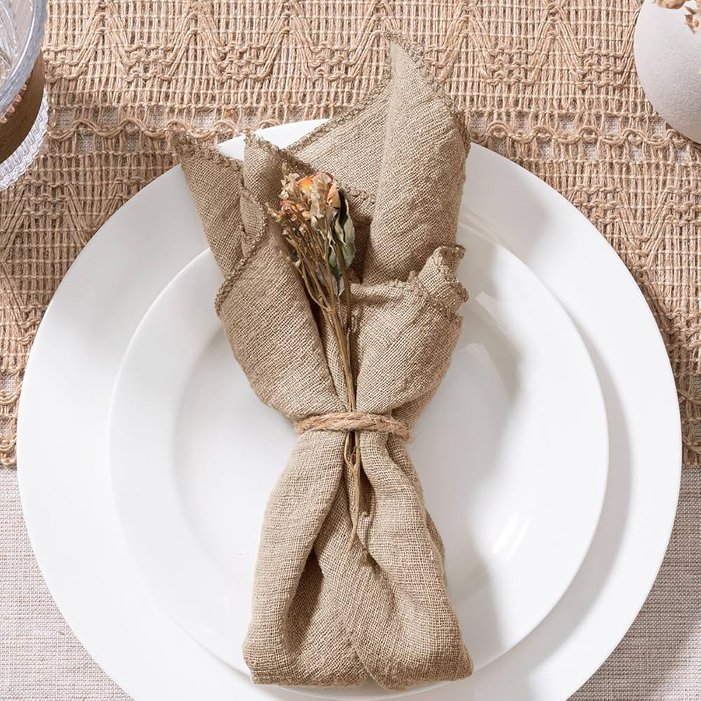 MLMW Juego de 6 servilletas de tela de gasa de algodón suave de 16.5 x 16.5 pulgadas, servilleta... | Amazon (US)