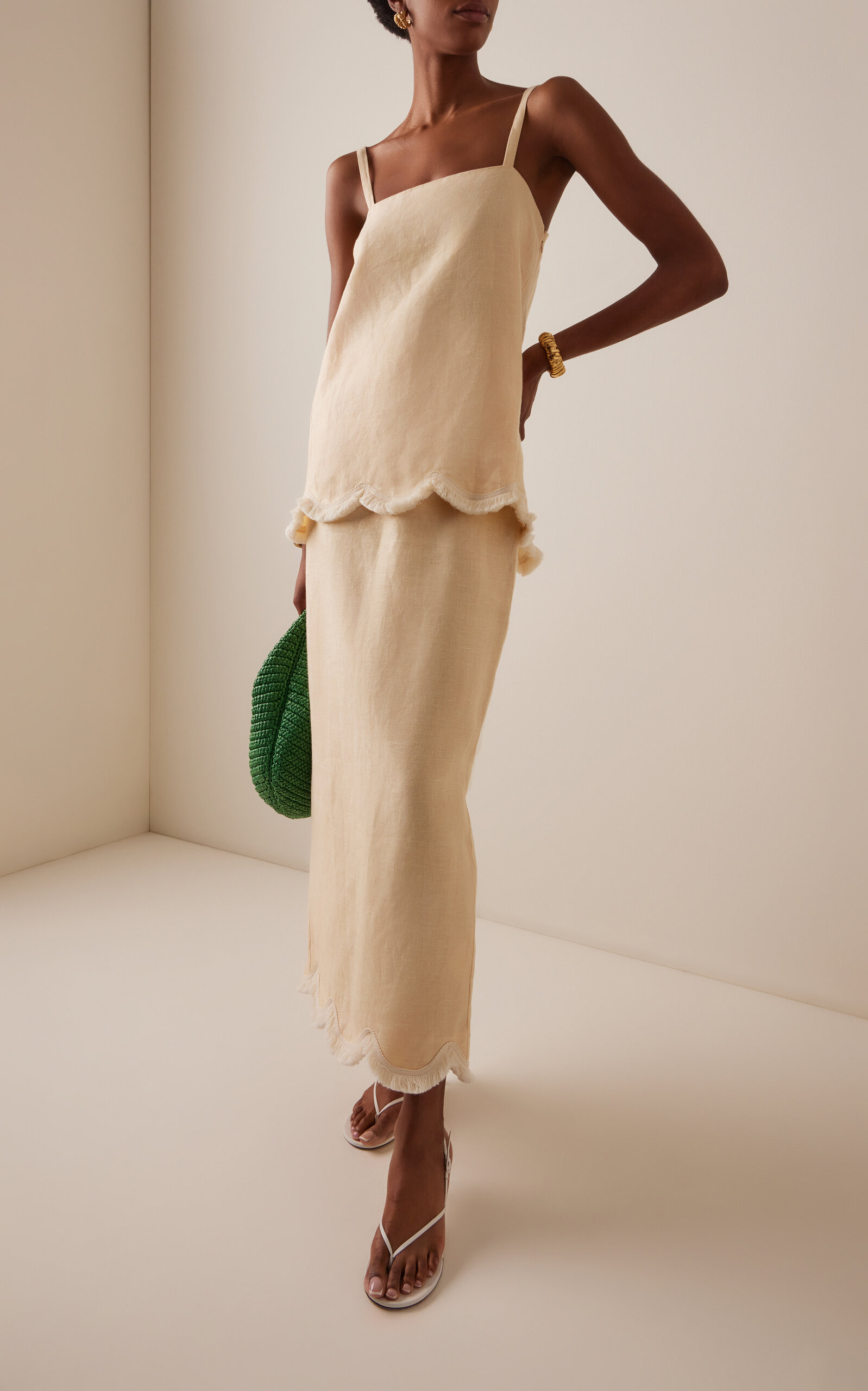 Essie Fringed Linen Column Skirt | Moda Operandi (Global)