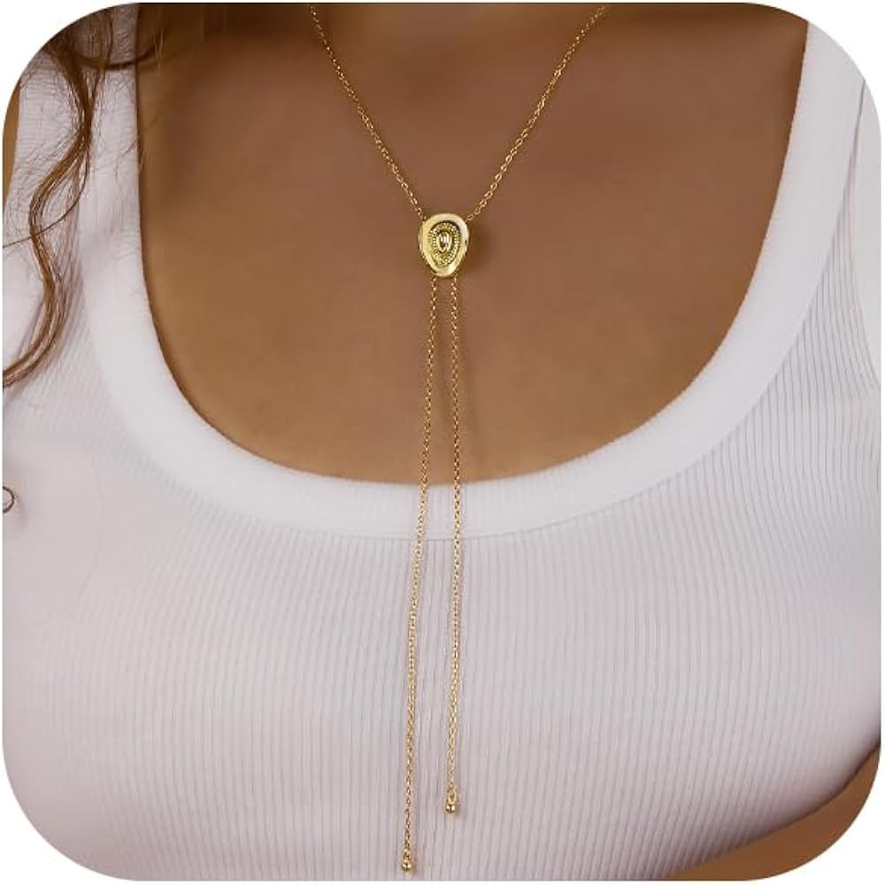 Western Cowgirl Hat Necklace for Women Gold Silver Dainty Bolo Tie Cowboy Necktie Accessories Small Charm Pendant Adjustable Long Chain Y Necklaces Trendy Country Jewelry Gifts | Amazon (US)