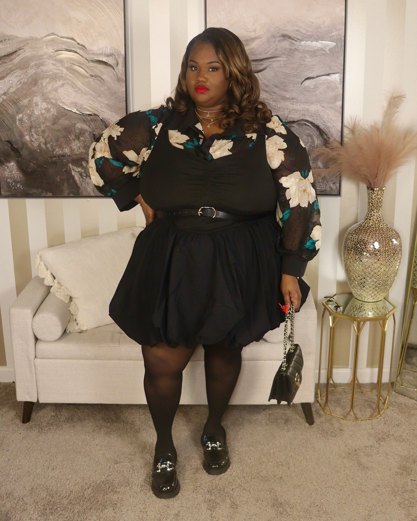 No,  because I be cute for real. ❤️

@sheinofficial @sheincurve bubble dress, blouse
@ninewest loafers
@torrid tights
@sephora #94 Liquid Lipstick

#BubbleSkirt #bubbledress #plussizefashion #fashionplussize #curvyfashion