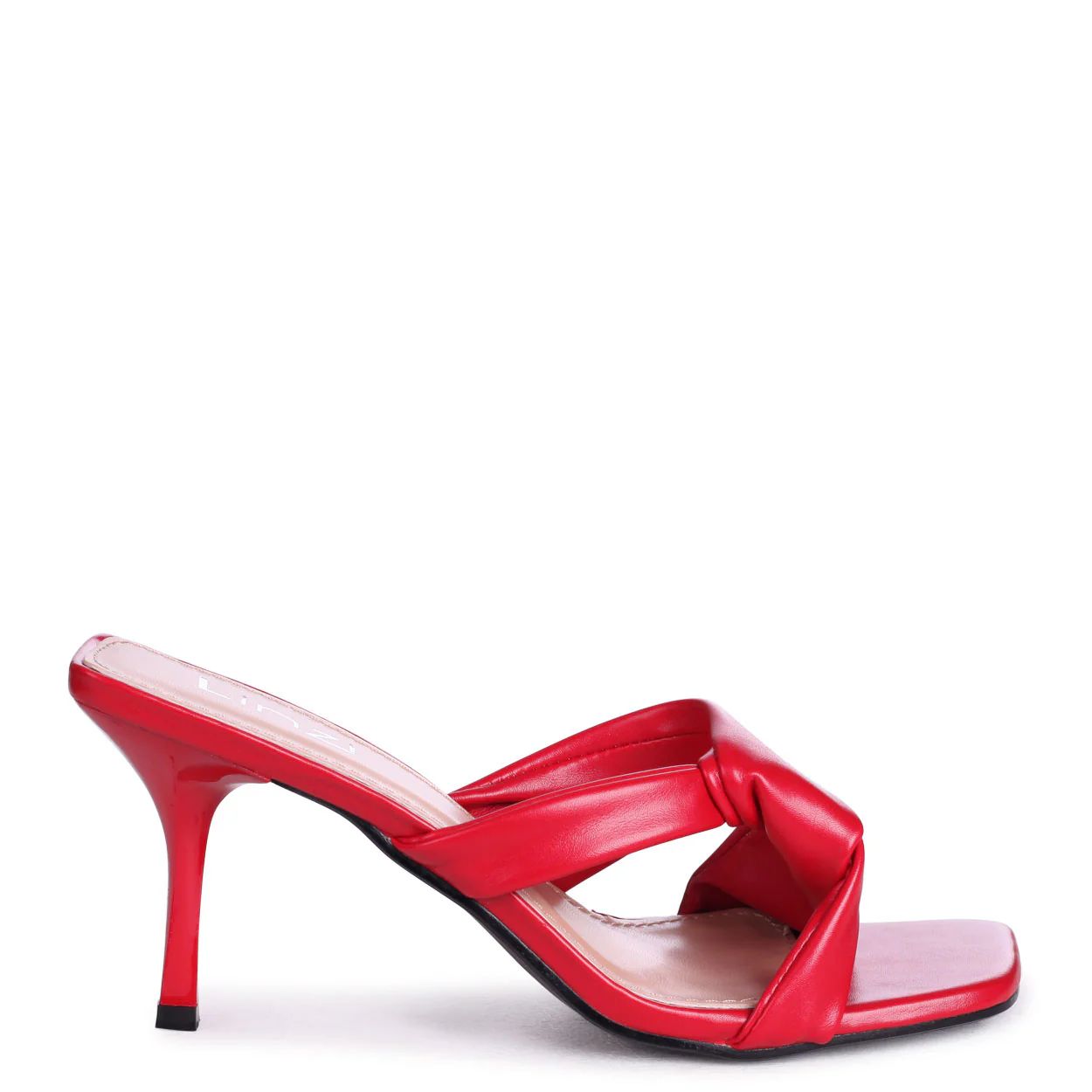 Red Faux Leather Knotted Design Square Toe Mule | Linzi Shoes