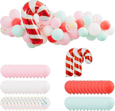 81 Pcs Christmas Balloon Garland Arch Kit - Pink White MintGreen Red Latex Balloons, Candy Foil B... | Amazon (US)