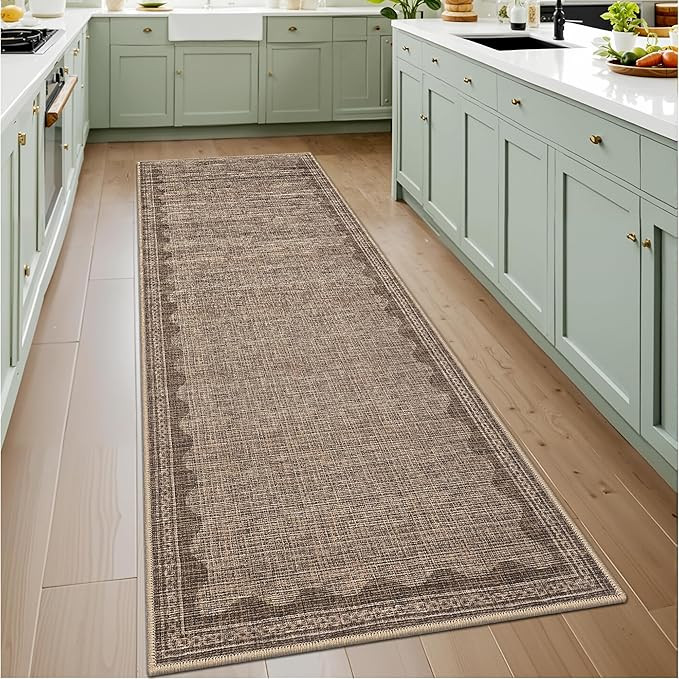 GarveeHome 2x6 Runner Rug for Hallway Washable Kitchen Rugs Non Slip Solid Coffee Modern Minimali... | Amazon (US)