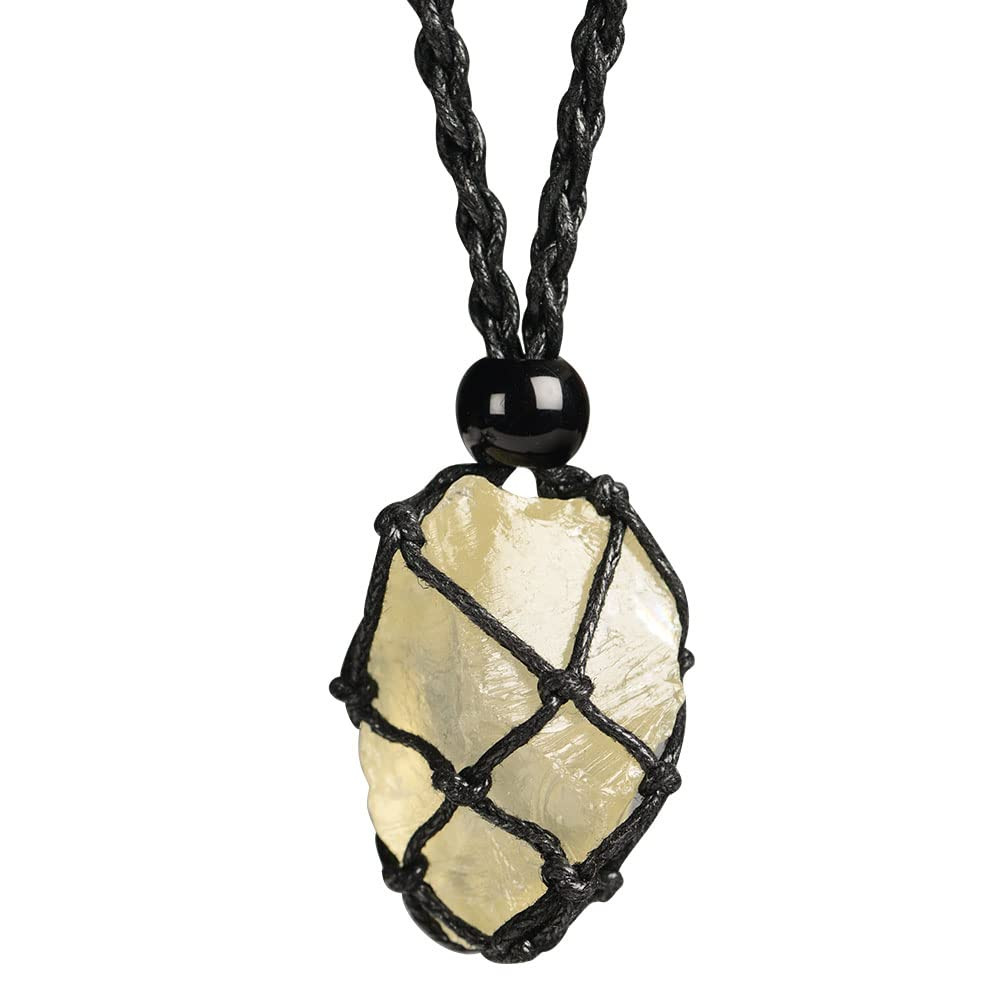 Anjiucc Natural Gemstone Crystal Pendant Necklace Stone Holder Necklace Cord Hand-Woven Necklace ... | Amazon (US)