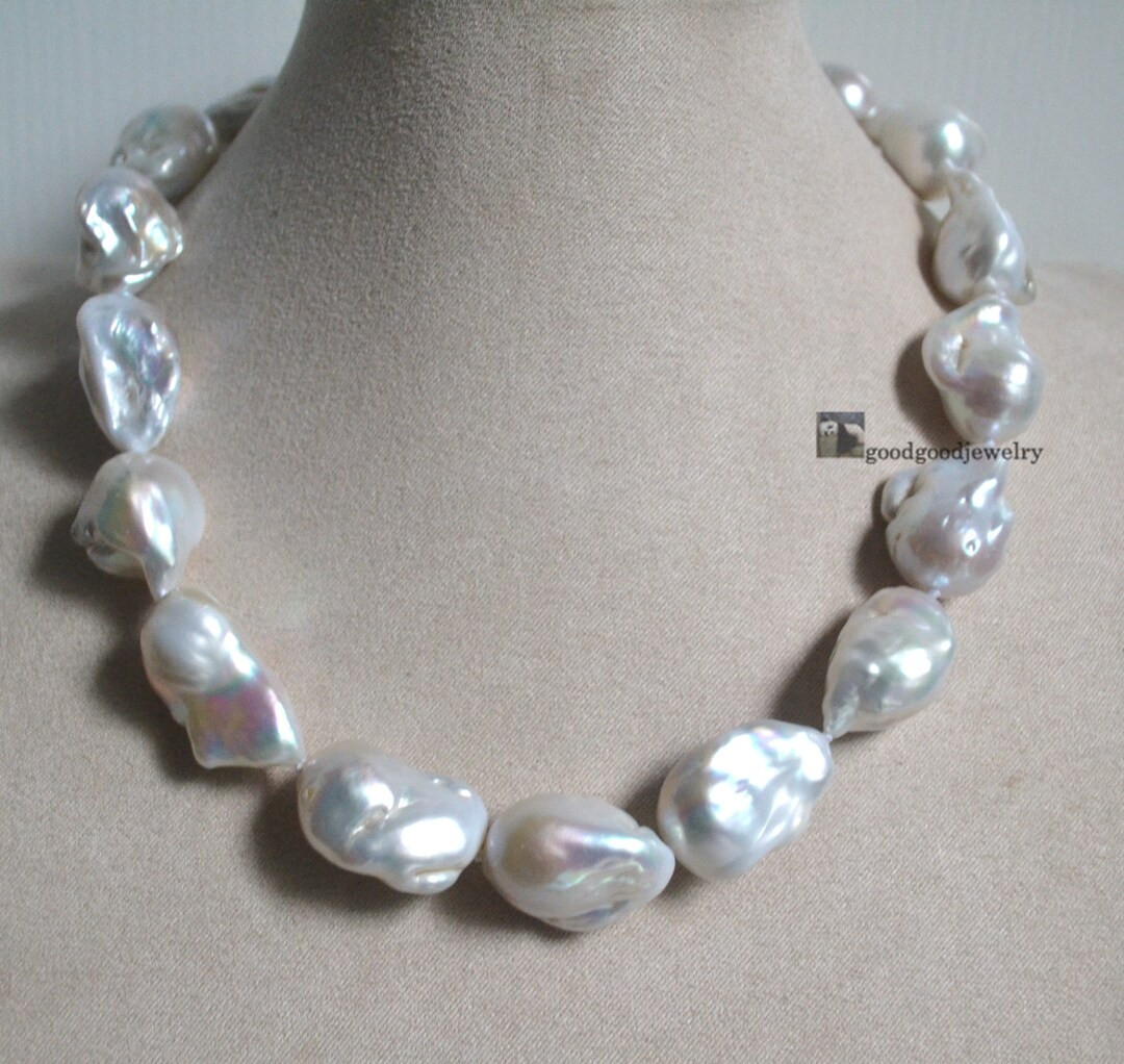 Huge Baroque Pearl Necklace 16x21-18x25 Mm Big White - Etsy | Etsy (US)