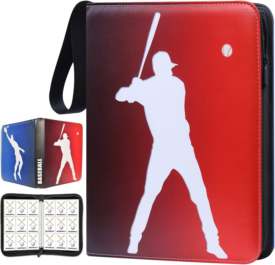 Baseball Card Binder 9 Pocket with 50 Removable Double-Sided Sleeves Fits 900 Cards, Baseball Tra... | Amazon (US)