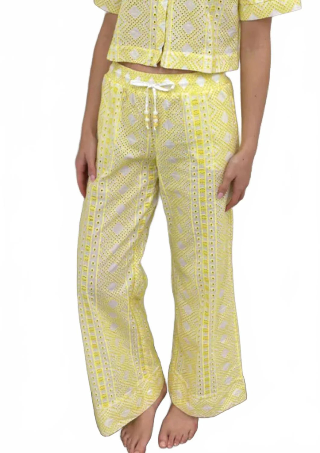 Eyelet Pants In Yellow | Shop Simon