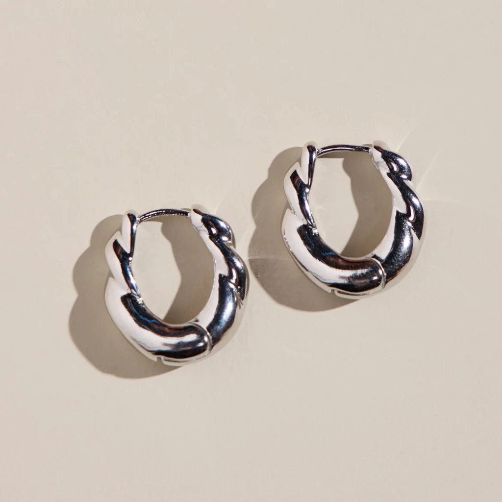 Silver Wide Twist Hoops | Nickel and Suede