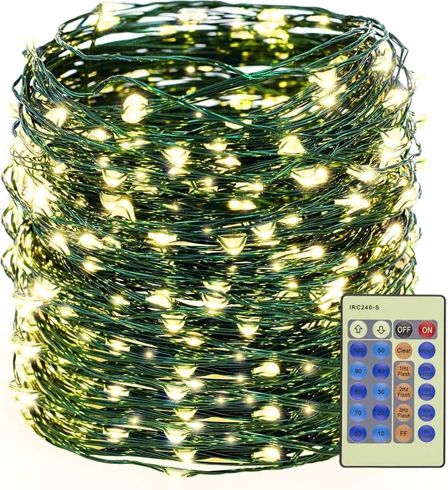 Decute 500LED 164FT Christmas Tree String Lights Green Wire Dimmable with Remote Control, UL List... | Amazon (US)