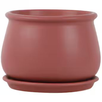 allen + roth 7.99-in W x 6.1-in H Red Ceramic Indoor Planter | Lowe's