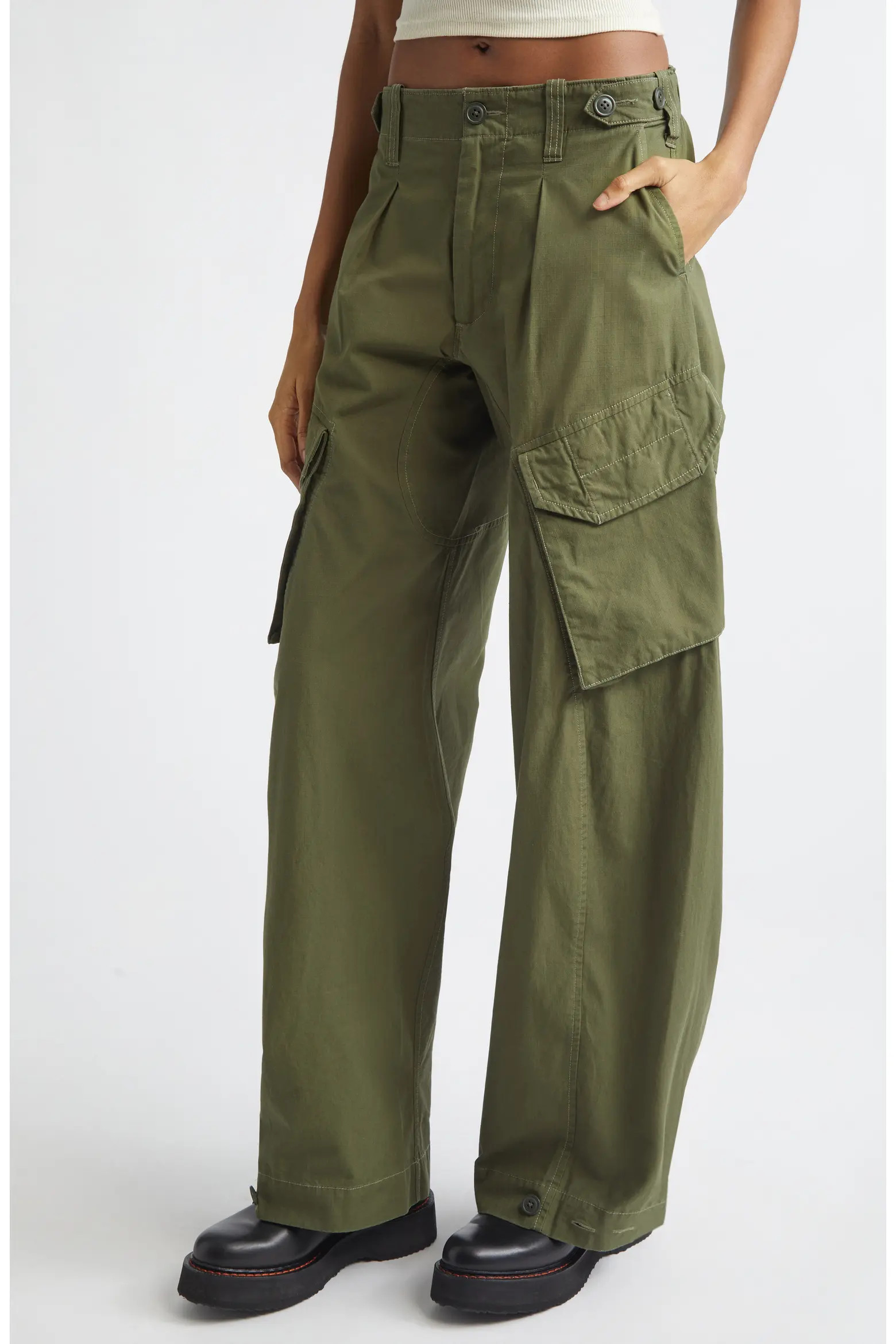 Pleated Barrel Leg Cargo Pants (Women) | Nordstrom | Nordstrom