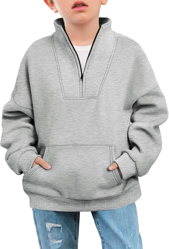 Haloumoning Boys Quarter Zip Sweatshirts Oversized Long Sleeve Half Zip Pullover Fall Outfits | Amazon (US)