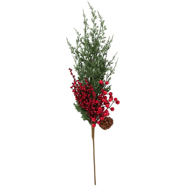 Soft Touch Red Berries with Pinecones Christmas Pick, 24 in, by My Texas House | Walmart (US)