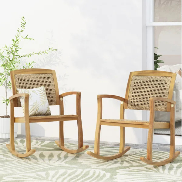 Lords Outdoor Rocking Wicker/Rattan Chair (Set of 2) | Wayfair North America