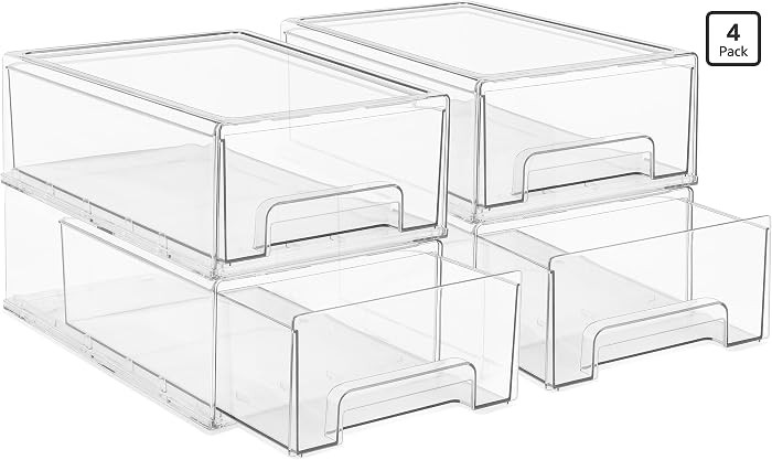 Sorbus Clear Stackable Storage Drawers for Refrigerator (Medium, 4 Pack) | Amazon (US)