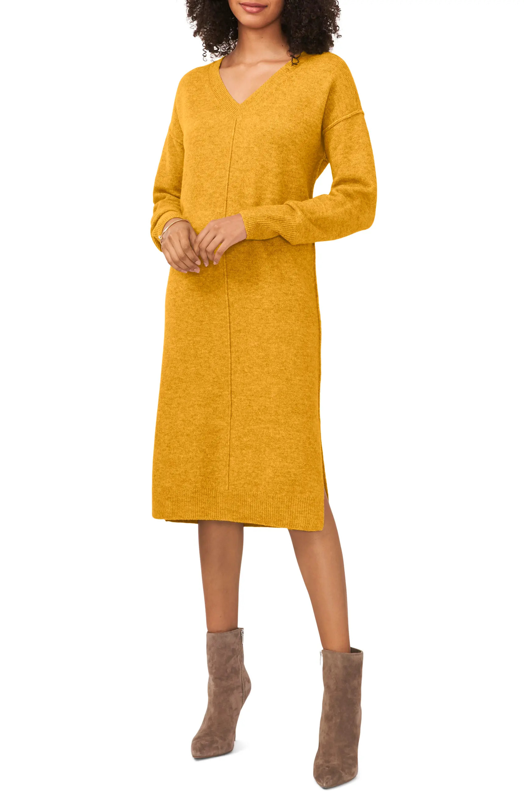 Vince Camuto Exposed Seam Long Sleeve Sweater Dress | Nordstrom | Nordstrom