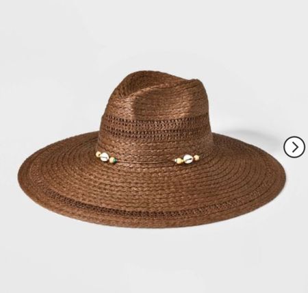 Straw hat, shell hat, dark brown, beach hat, vacation style 

#LTKSeasonal #LTKtravel #LTKunder50