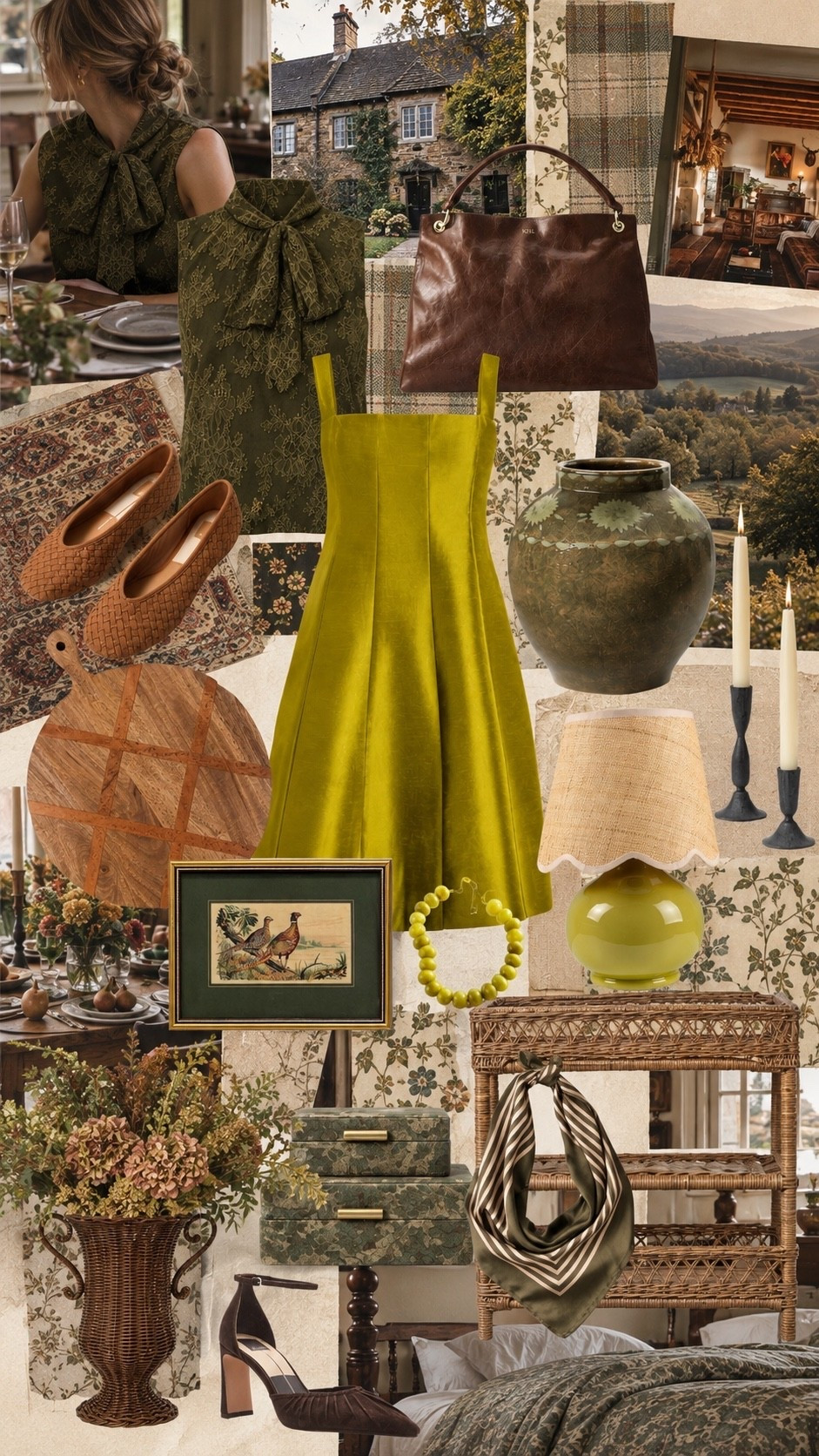 Fall home decor and outfit finds in rich olive green, chocolate brown and warm neutrals. Cozy fall fashion, woven textures, vintage-inspired decor, fall dresses, brown handbags, woven flats, scarves, pottery, lighting and classic autumn home finds.

#LTKSeasonal #LTKTravel #LTKHome