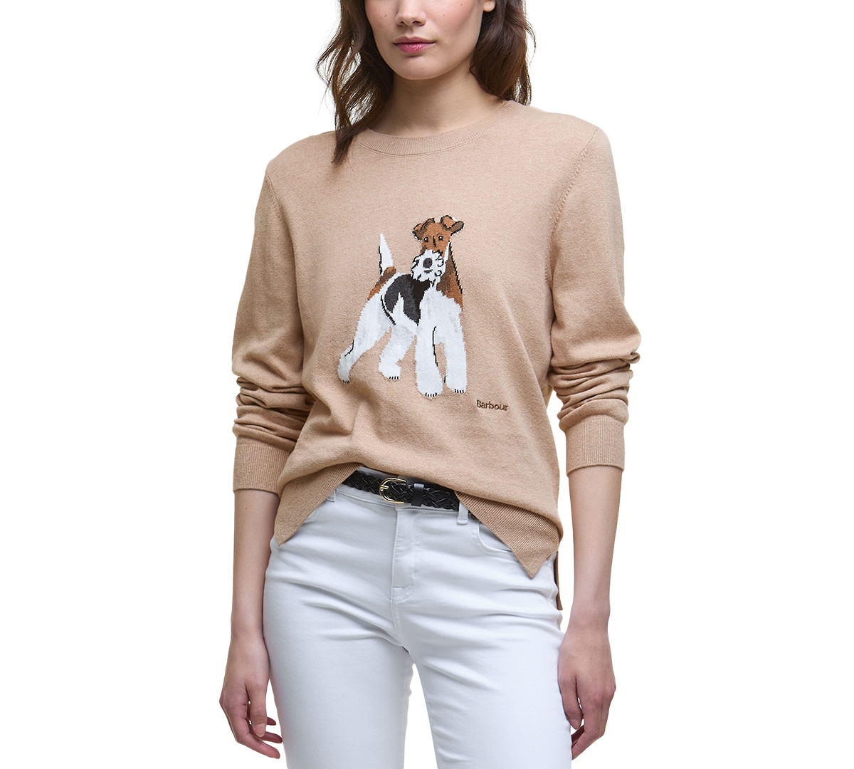 Barbour Women's Knit Canine Crewneck Sweater - Beige | Macy's